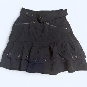 H&M Black Mini Skirt with Belt and Zipper Accents